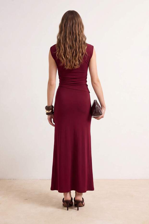 Limited Edition Bordo Düz Maxi Örme Sandy Etek TPRSS26ET00010 - 3