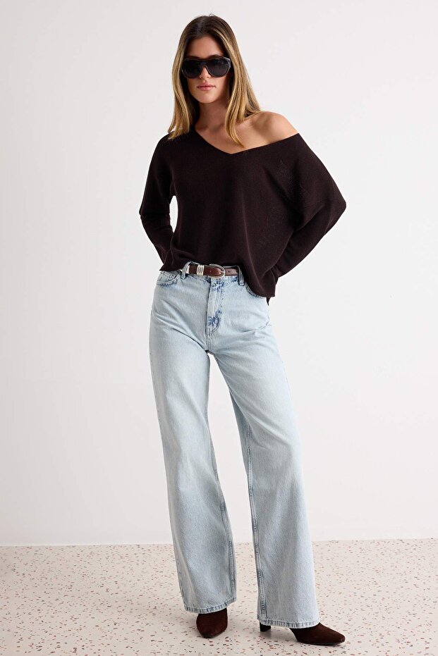 Mavi Yüksek Bel Straight Düz Kesim %100 Pamuk Non-Stretch Jeans TWOSS22JE0242 - 2