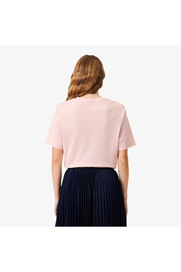 Kadın Relaxed Fit Bisiklet Yaka Pembe T-Shirt - 3