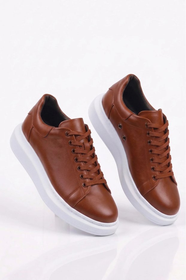 High Quality Thick Sole Lace-Up Sneaker Style Men's Sports Shoes Brown