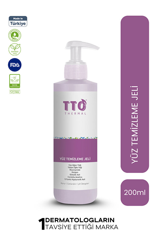 TTO Yüz Temizleme Jeli 200 ml – Normal, Akneli ve Rozalı Ciltler İçin Arındırıcı Bakım
