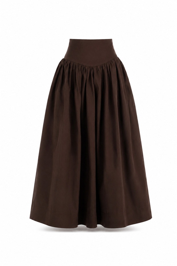Ciara High Waist Poplin Midi Skirt