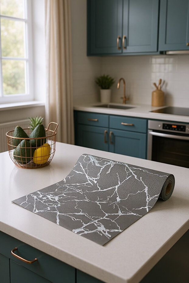 Non-Slip Kitchen Bathroom Inside the Cabinet Multi-Purpose Drawer Shelf Display Case Cover -Marble-1045-F