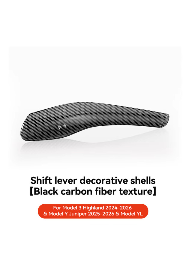 Black YZ For Tesla Model Y 2025 Juniper Carbon Fiber Gear Shift Cover ABS Steering Lever Handle Prot