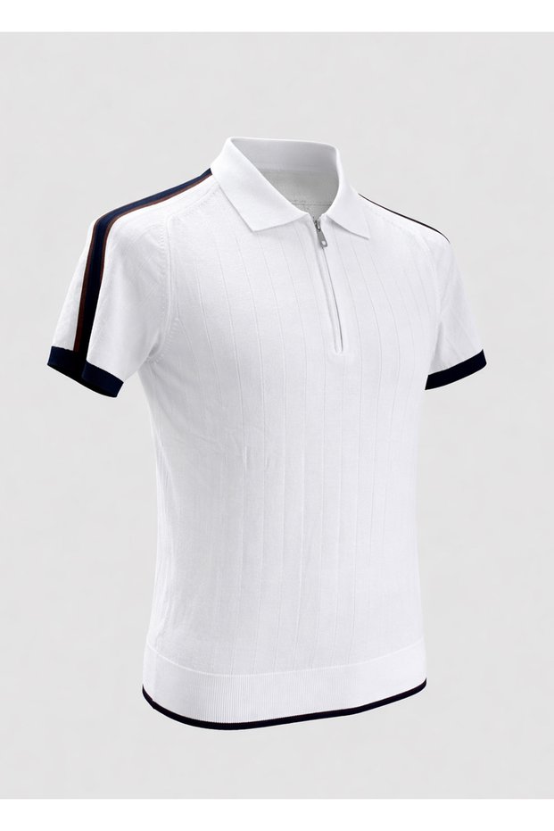 White Color Polo Neck Knitwear