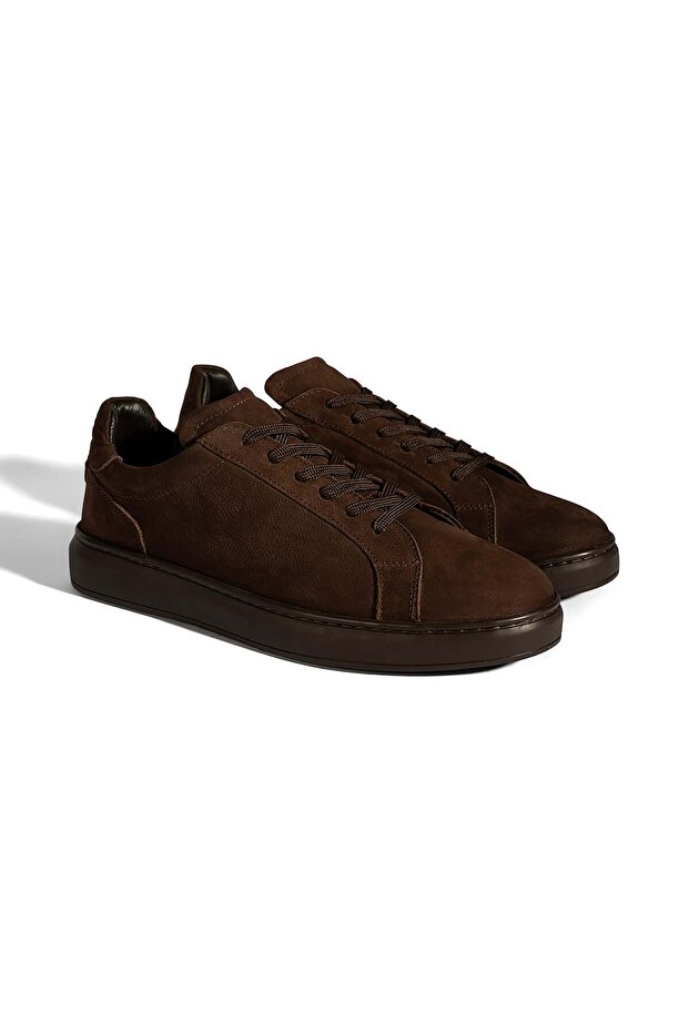 Men's Dark Brown Lace-Up Casual Nubuck Leather Shoes