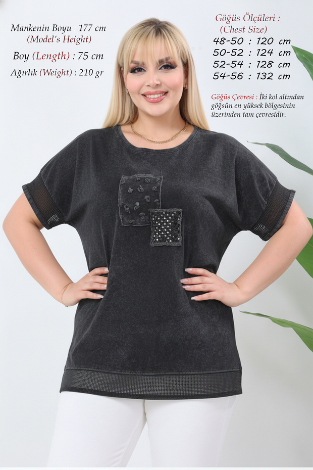 Women's Plus Size Summer Top High Quality 100% Cotton Linen Woven Embroidered Mom T-Shirt - Mesh Detailed Blouse Short Sleeve Comfortable Fit