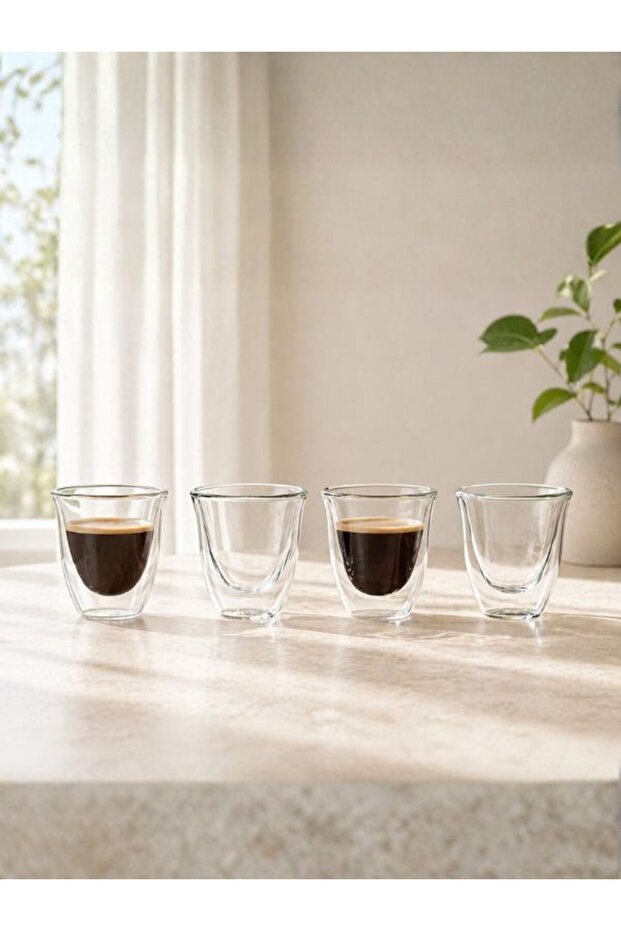 Double Wall Glass 70ml 4 pcs Espresso Cawa Cups Borosilicate Arabic Coffee Cups DG501