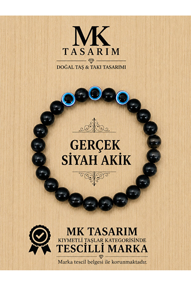 Genuine Black Agate Stone Bracelet-Mkt.1.101.73 Relaxing, Embracing, Energy Bracelet