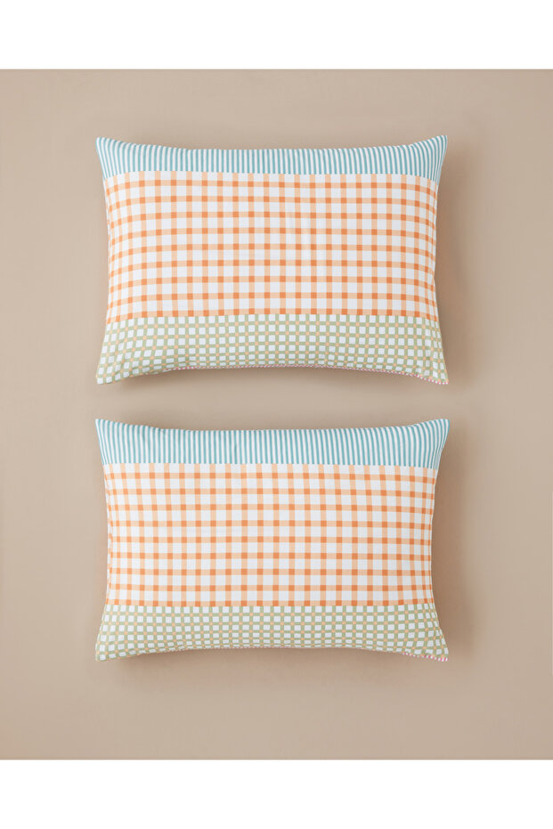 Summer Grid Easy-Iron 2-Piece Pillowcase 50X70 cm Orange