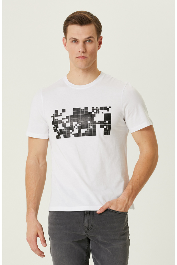 Beyaz Baskılı T-Shirt - 1
