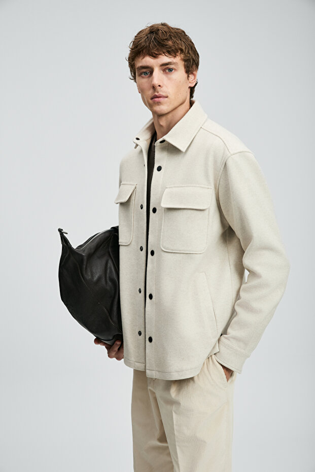 Andre Men's Knitted Jacket Ecru - 3
