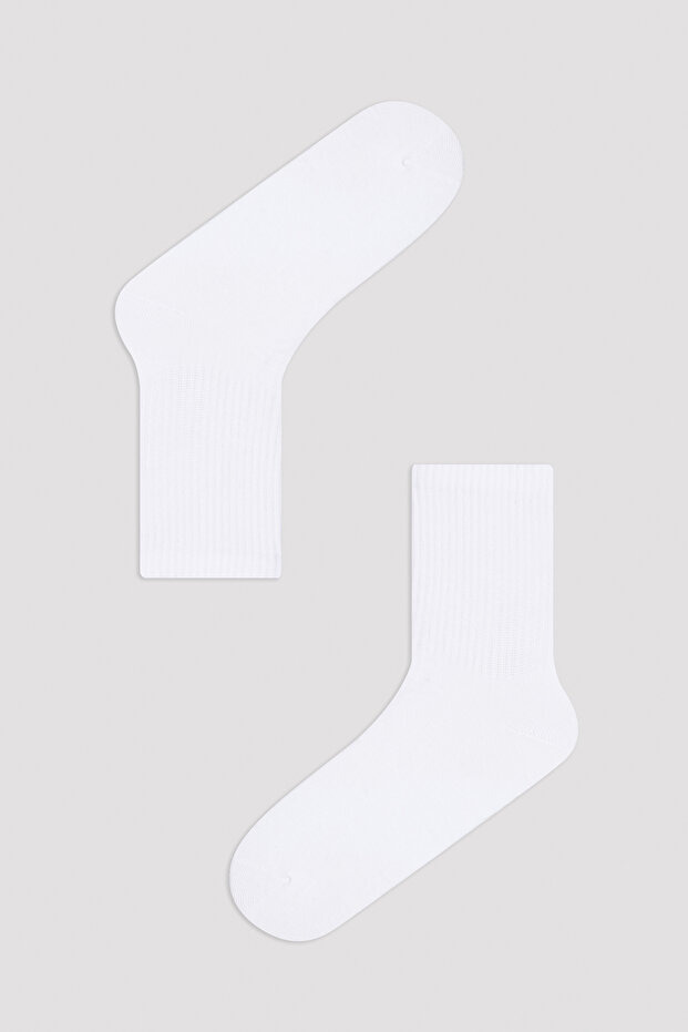 White Basic Tennis 3-Piece Socks - 2