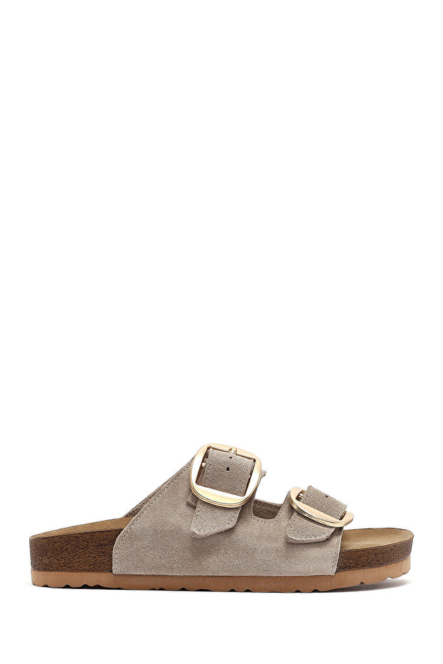 Women's Mink Buckle Suede Leather Slippers 26Sfd130610