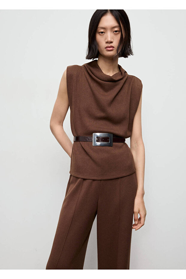 Drape Collar Blouse