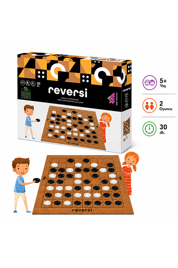 REVERSI Wooden Puzzle and Mind Game, Ages 5+, 2 Players