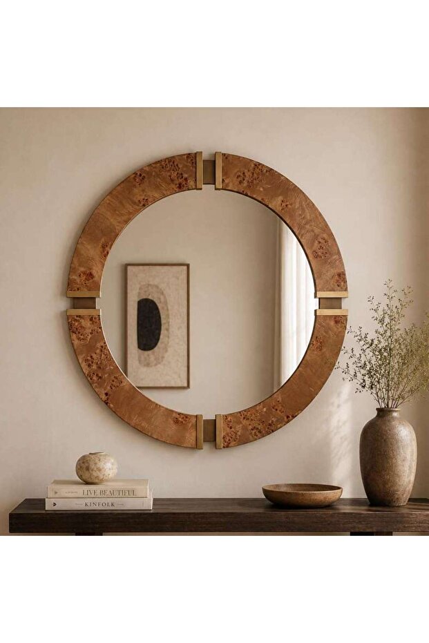 Aesthera Wall Mirror Round Dia 107cm - Brown