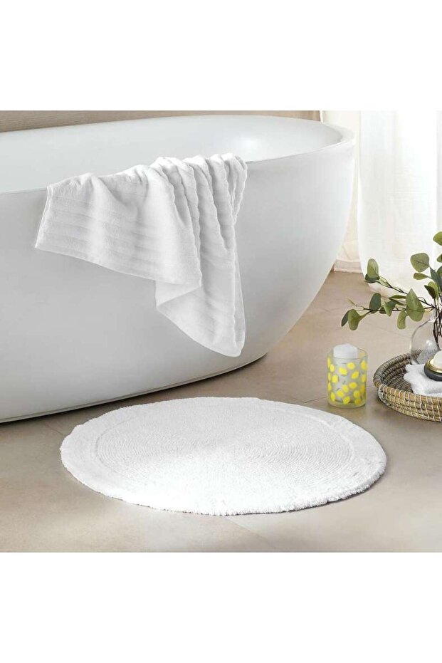 Hydrosoft Reversible Cotton Round Bathmat Dia 70cm - White