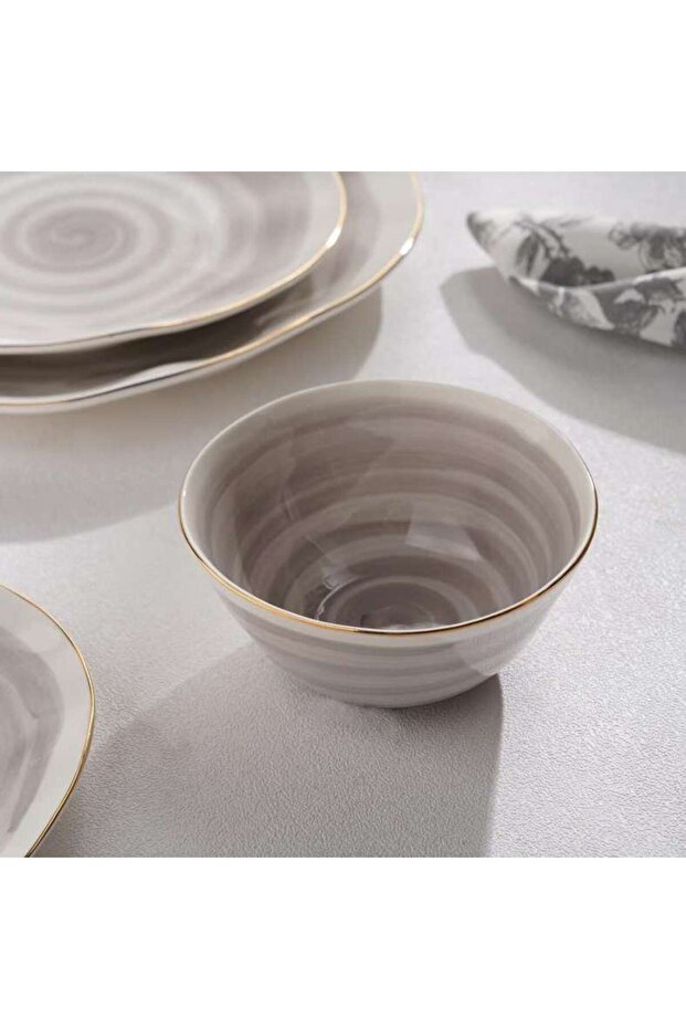 Color Whirl Porcelain Rice Bowl Dia12cm -grey