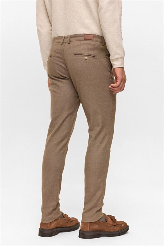 Bej Slim Armürlü Pantolon - 5