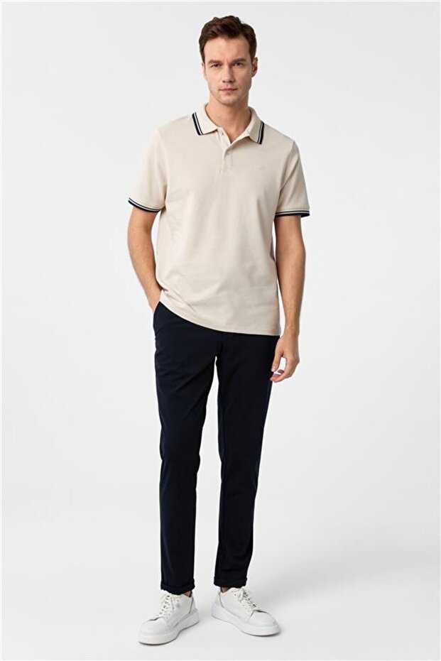 Bej Regular Armürlü Polo Yaka Tişört - 5