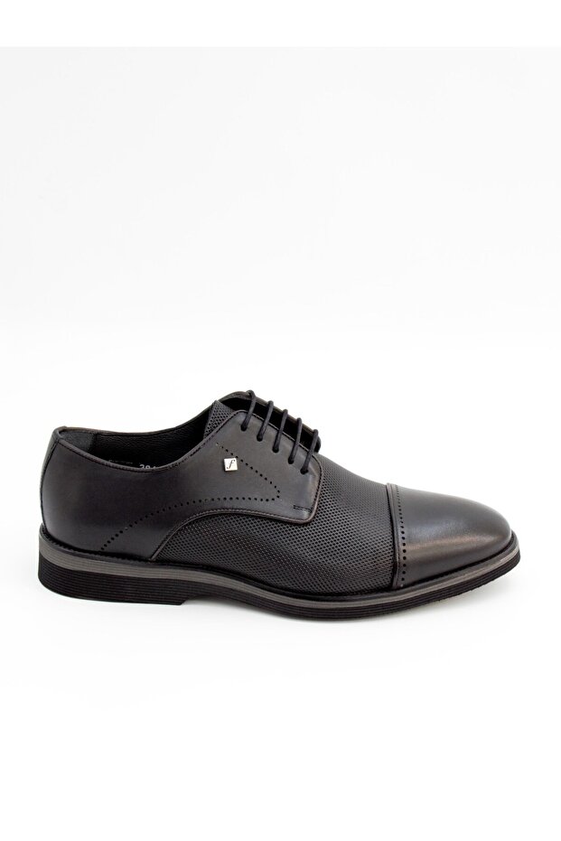 2960 Black Genuine Leather Eva Sole Lace-Up Men's Shoes