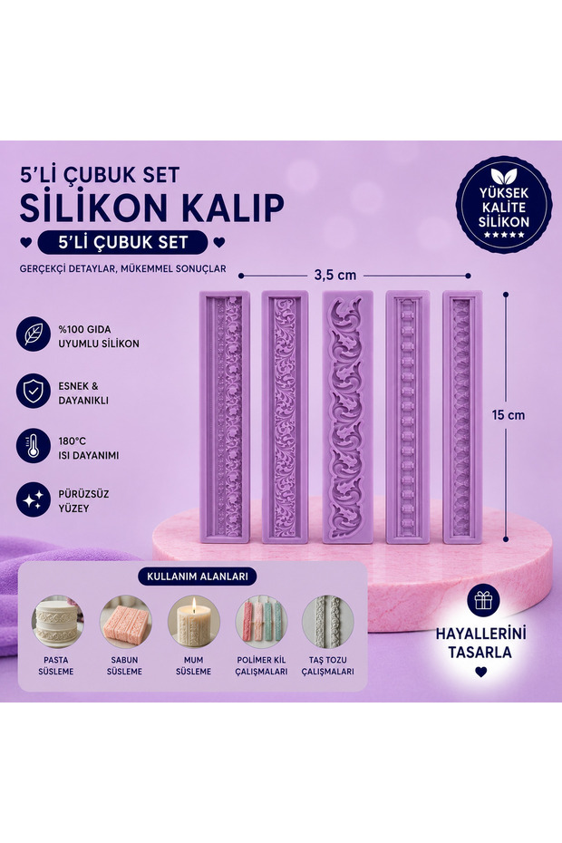 Silikon Kalıp 5'li Çubuk Set