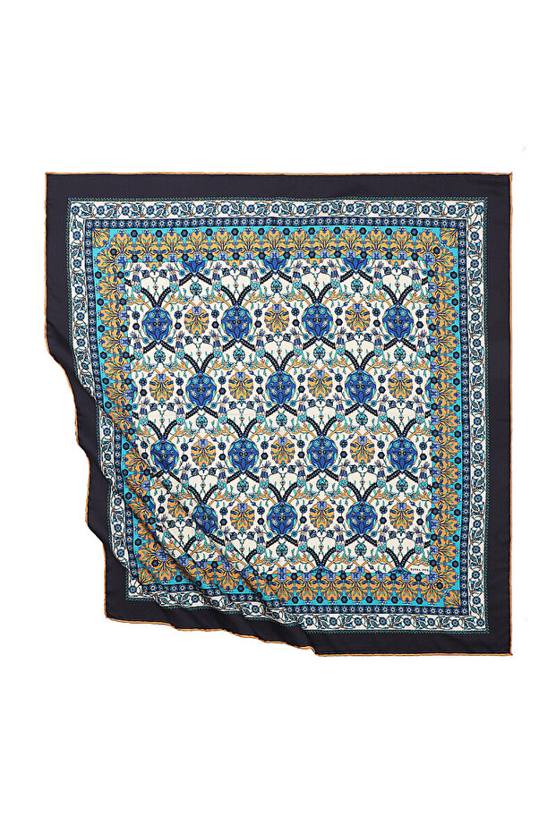 Gold Tile Tulip Pattern Silky Scarf