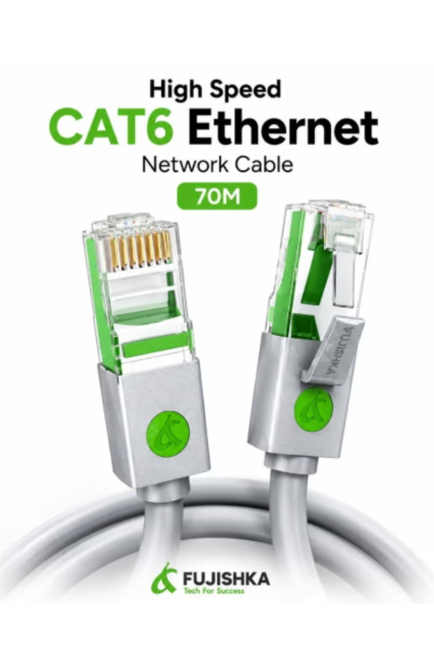 كابل إيثرنت CAT6 عالي السرعة 70 متر - كابل LAN بموصل RJ45 للراوتر والمودم والكمبيوتر الشخصي والكمبيوتر المحمول