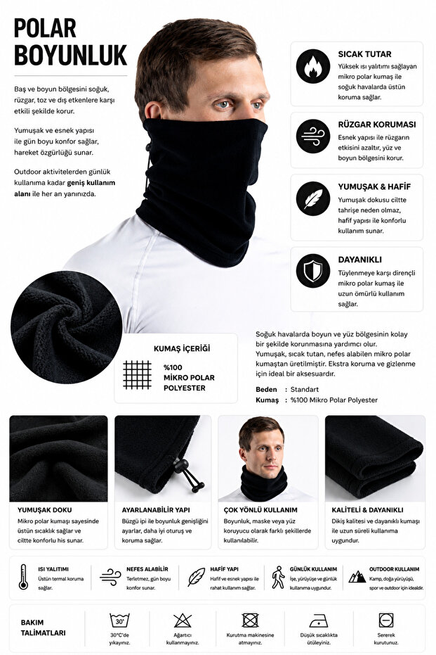 Windproof Comfortable Use Neck Wrap Moisture Absorbing Winter Fleece Neck Collar