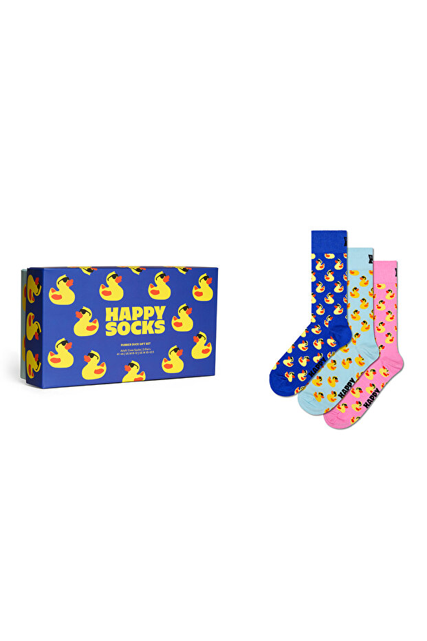 مجموعة جوارب Happy Socks للرجال متعددة الألوان من القطن بنمط البطة مكونة من 3 قطع P002652