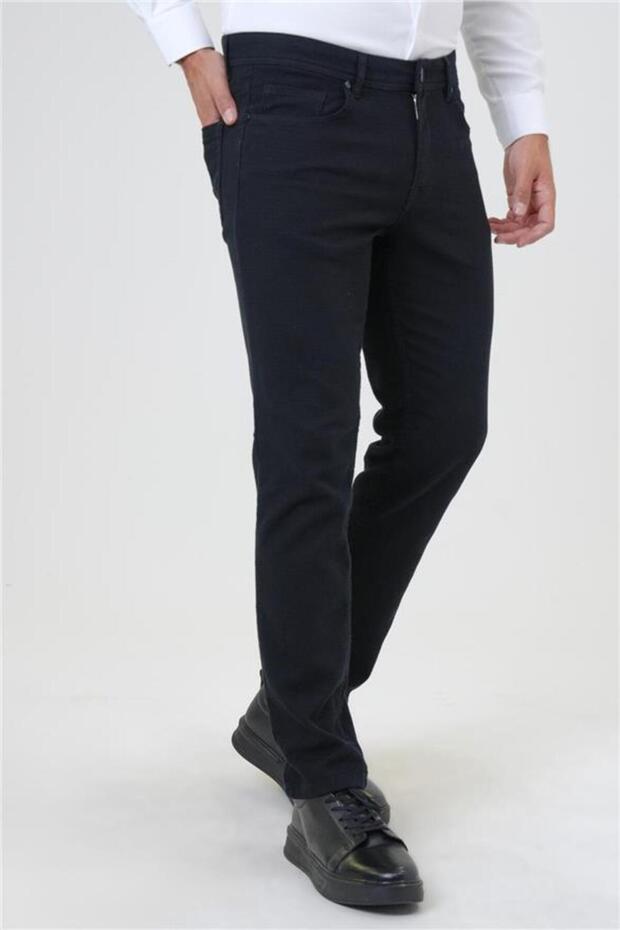 Siyah Slim Armürlü Pantolon - 3