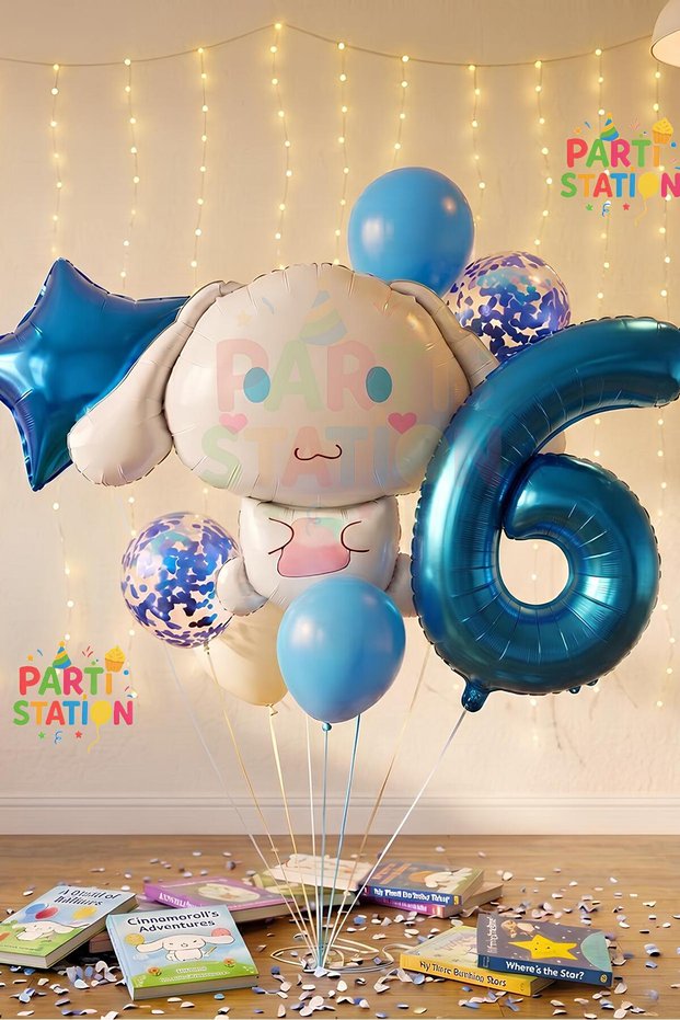 6 Years Old Sanrio Kuromi Cinnamon Anime Balloon Set - Hello Kitty Concept Birthday