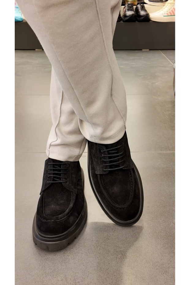 54083 Black Suede Genuine Leather Men's Shoes