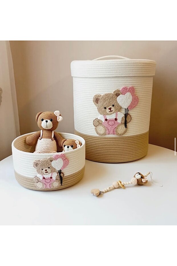 Baby Children's Room, Organizer Punch-Embroidered Storage Box, Toy Basket, Wicker Basket