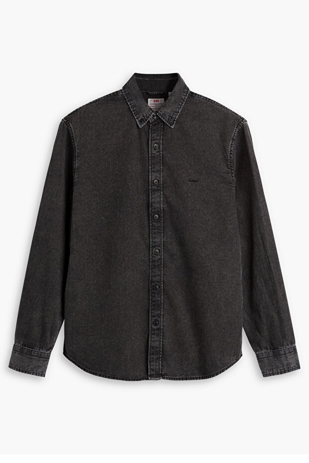 Erkek Authentic Button Down Siyah Kot Gömlek-A7210-0038 - 5