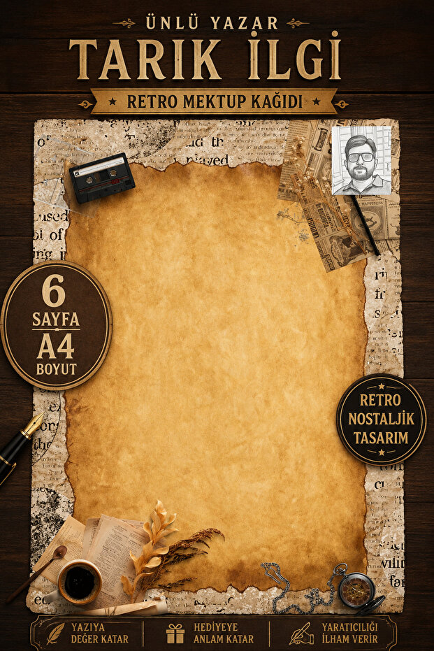 Famous Writer Tarik İlgı Retro Letter Paper (A4 Size)