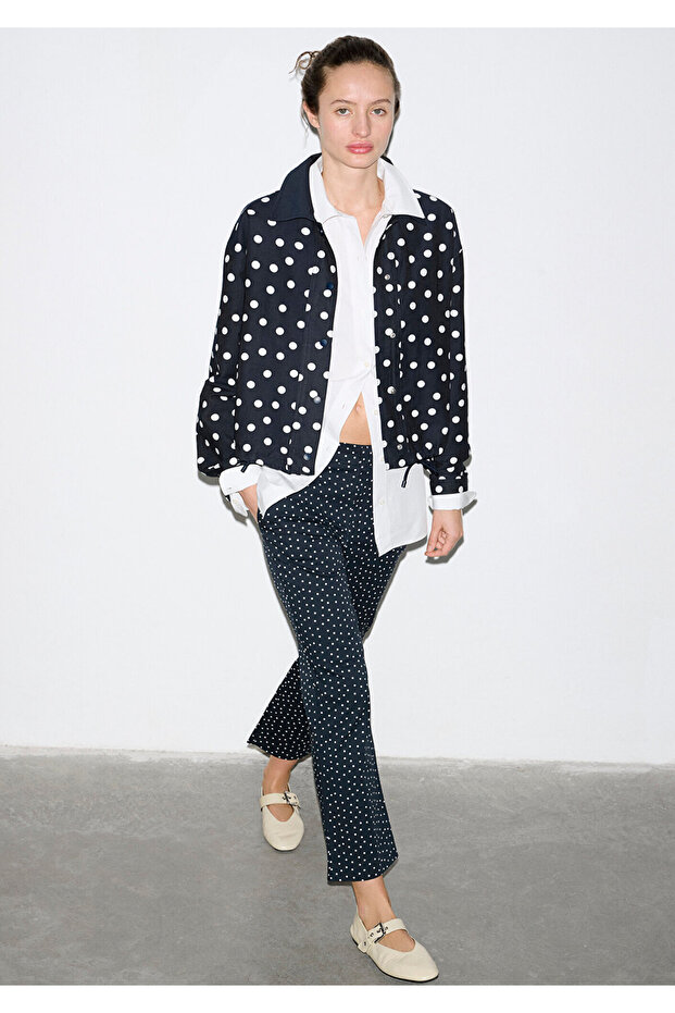 Polka Dot Navy Blue Trousers 1011216-91573