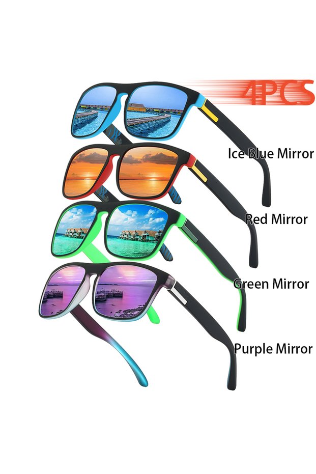 4PCSF733 4PCS Classic Vintage Colorful Stripe Sunglasses Fashion Designer Square Frame Sun Glasses M