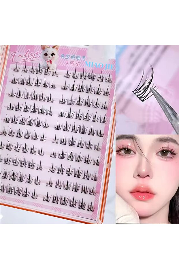 رموش صناعية MIX Sunflower MIAOJIE بدون غراء - تطبيق سهل في 3 خطوات، مظهر طبيعي، سعة كبيرة