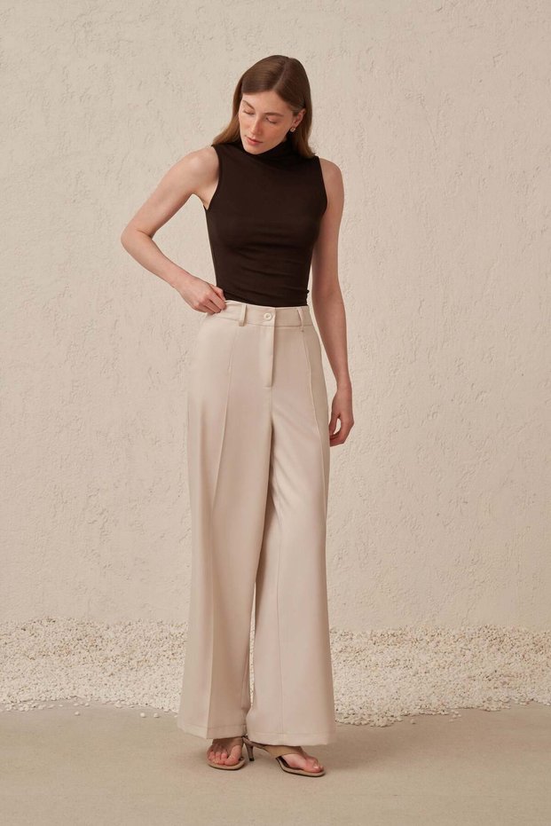 Stone-Iron Detailed Palazzo Trousers
