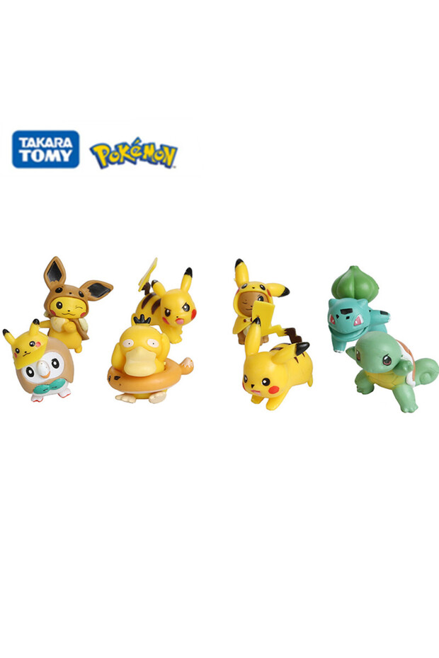 8pcs 8Pcs Pokemon Anime Figure Pikachu Squirtle Bulbasaur Collection Ornamental Decoration 2-4CM Pet
