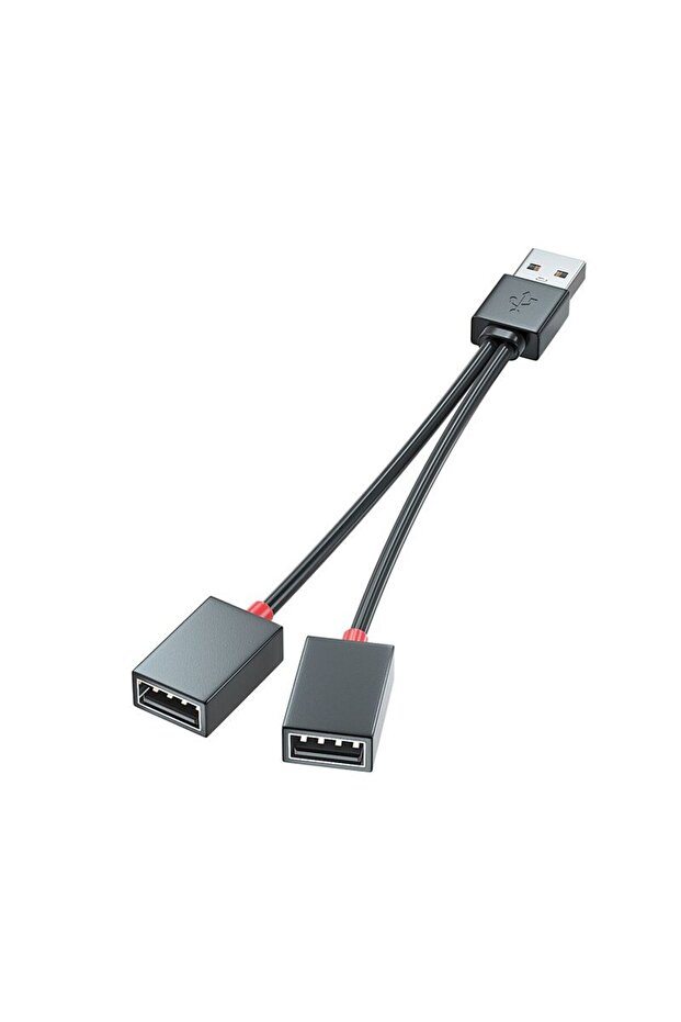 محول متعدد الوظائف أسود اللون بمنفذ USB واحد إلى منفذين للهواتف المحمولة والأجهزة اللوحية، موسع متعدد الوصلات