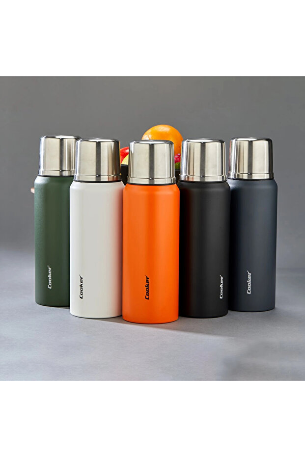 1lt mountainer thermos colorful double wall stainless steel - leak-proof lid = cup