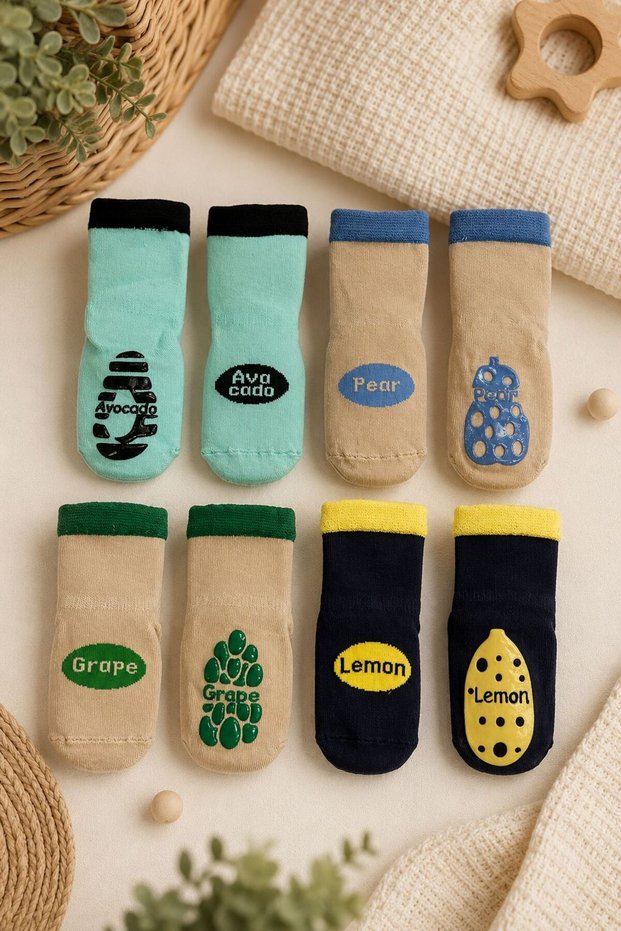Bamboo Baby Socks with Anti-Slip Soles | 0-3 Years | For Home