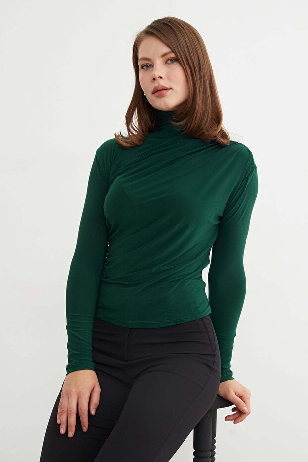 Basic Side Gathered Blouse - 1