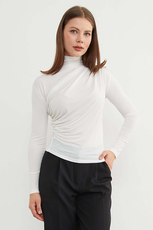 Basic Side Gathered Blouse - 3