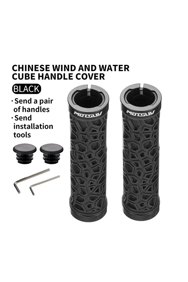 black MOTSUV Bicycle Handlebar Grips Chinese Style Non-slip Bilateral Lock Cycling MTB Bikes Han...