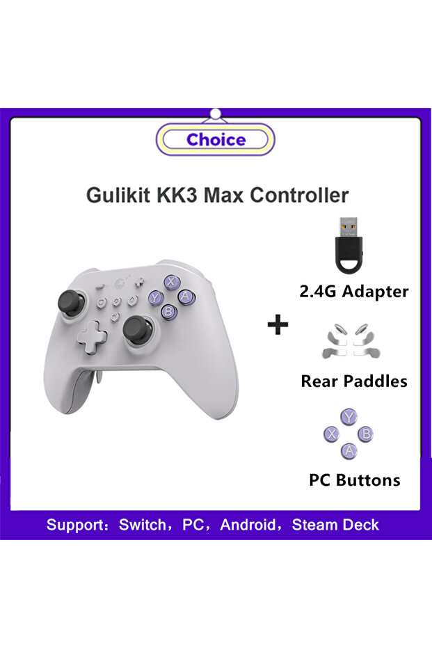 وحدة تحكم Gray GuliKit KK3 MAX NS39 KingKong 3 مع عصا تحكم ومقابض تعمل بتقنية Hall Effect لأجهزة Wi