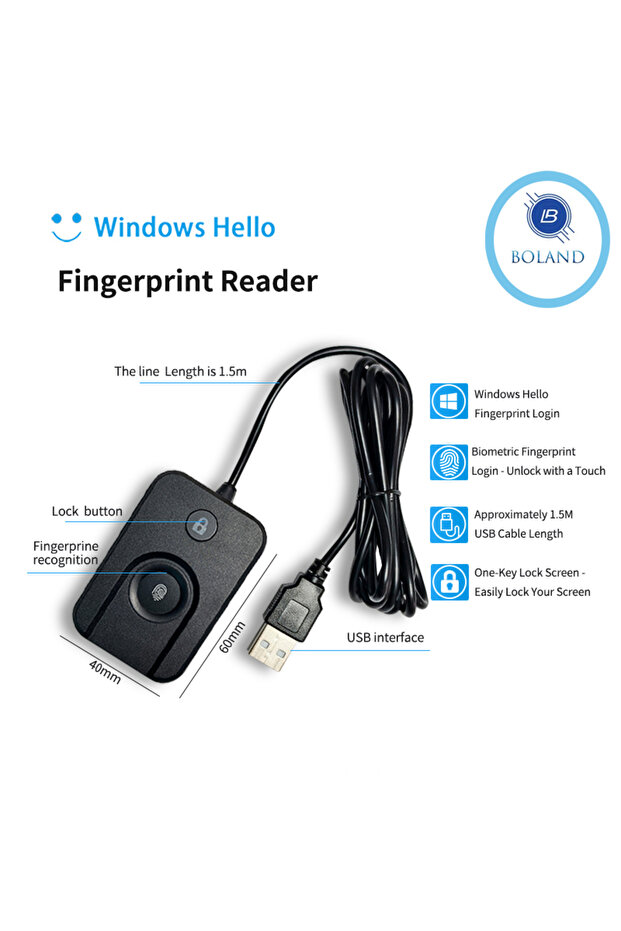 FP100 Windows Hello 10 11Biometric Fingerprint Login USB Reader Scanner Module Device Biometrics fo